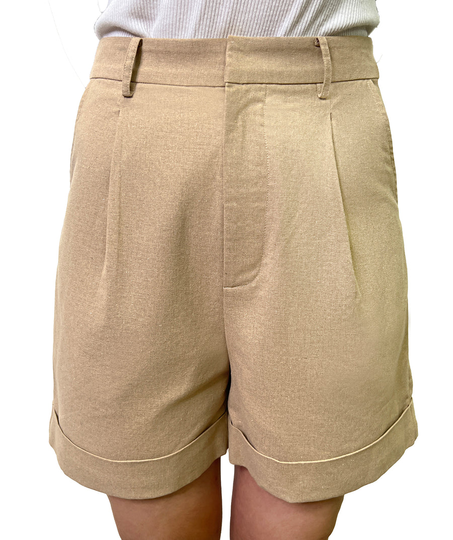 RECYCLED COTTON/POLY ROLL-UP SHORTS