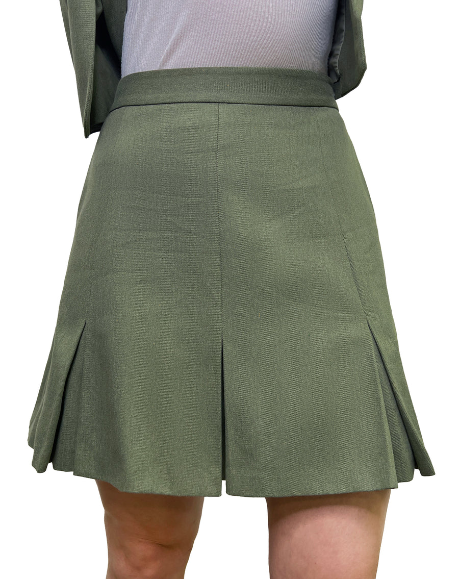 RECYCLED COTTON/POLY PLEATED SKIRT