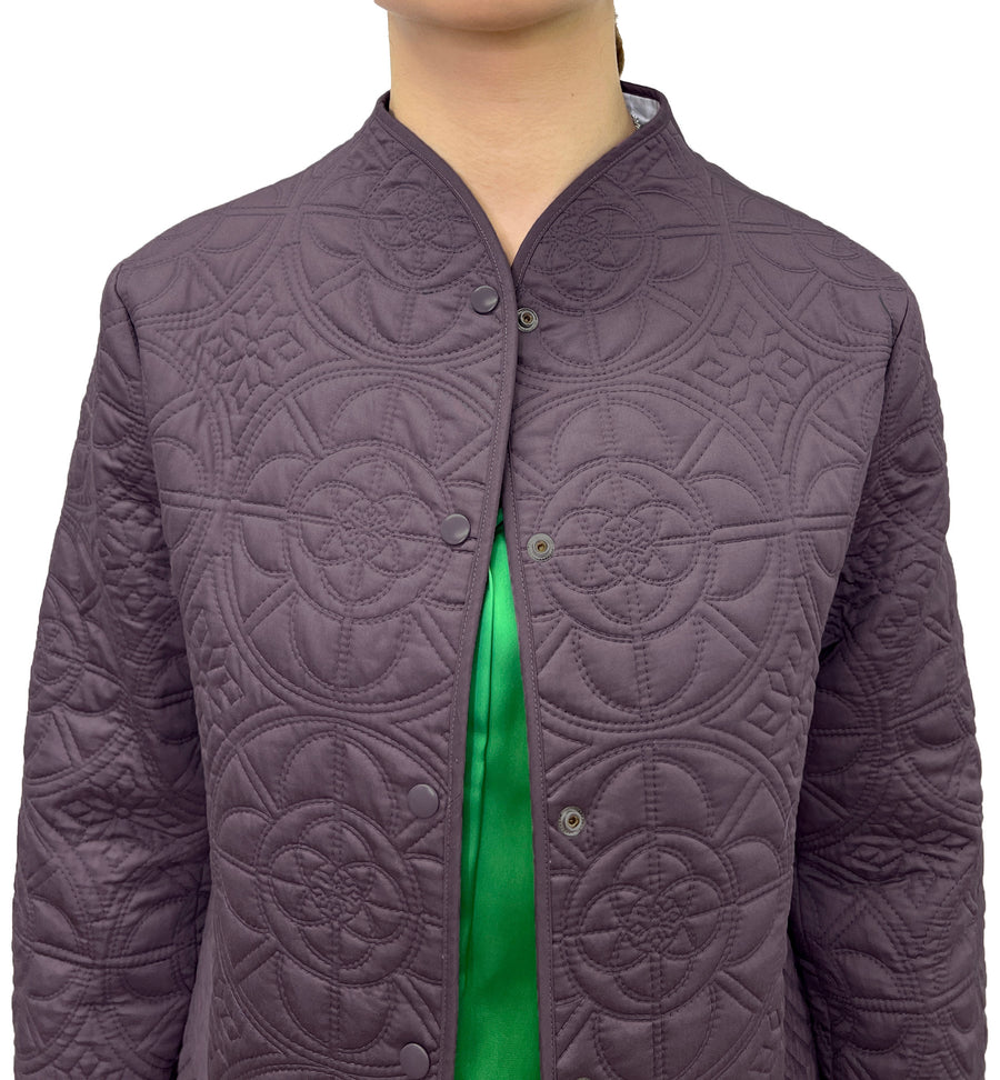 COTTON QUILTED COLLARLESS REVERSIBLE JACKET