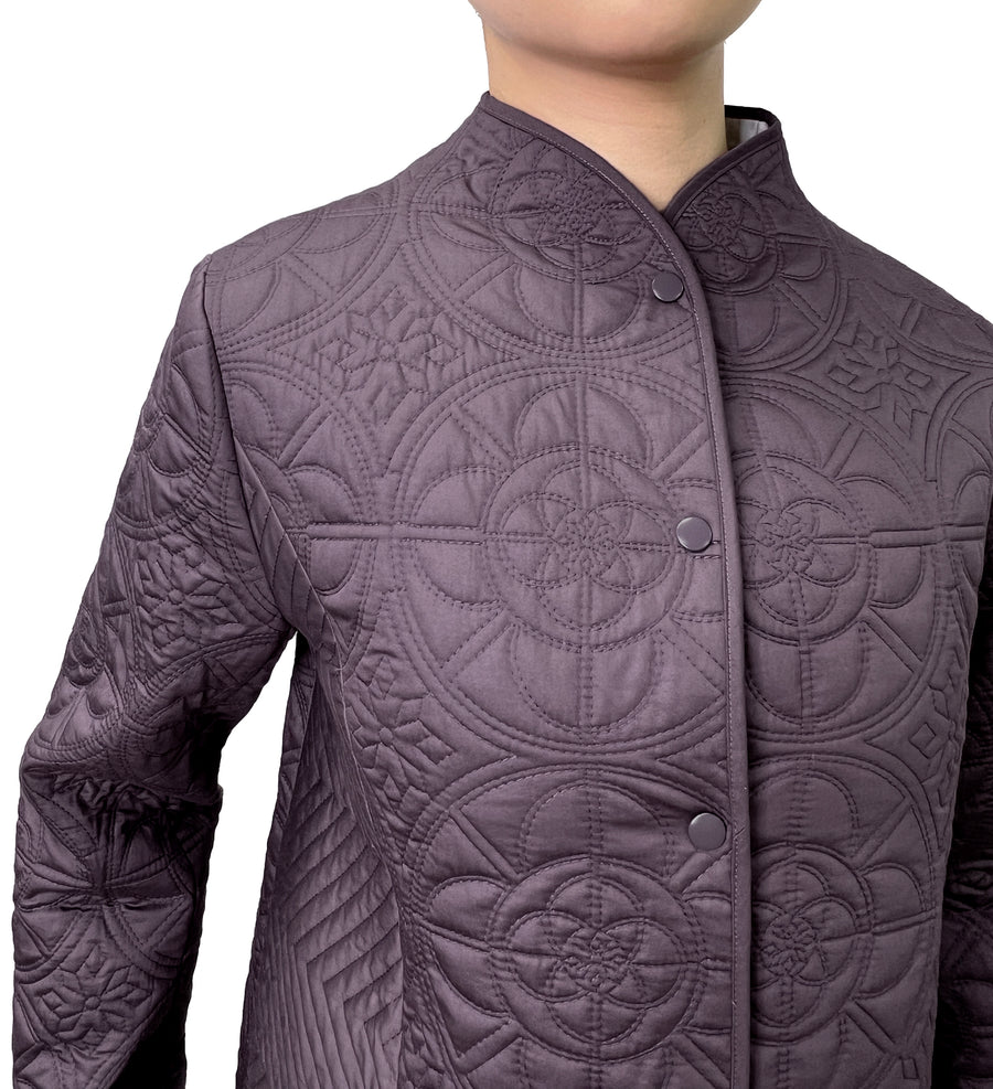 COTTON QUILTED COLLARLESS REVERSIBLE JACKET