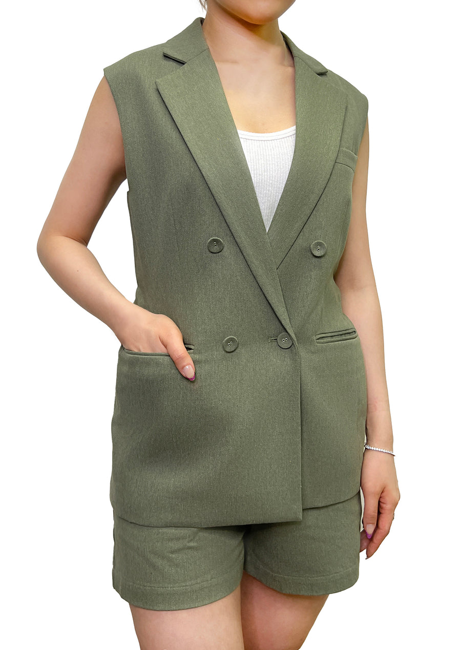 RECYCLED COTTON/POLY FITTED WAISTCOAT