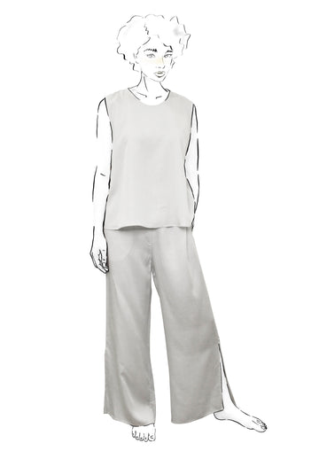 SIDE SPLIT WIDE LEG LYOCELL PANTS