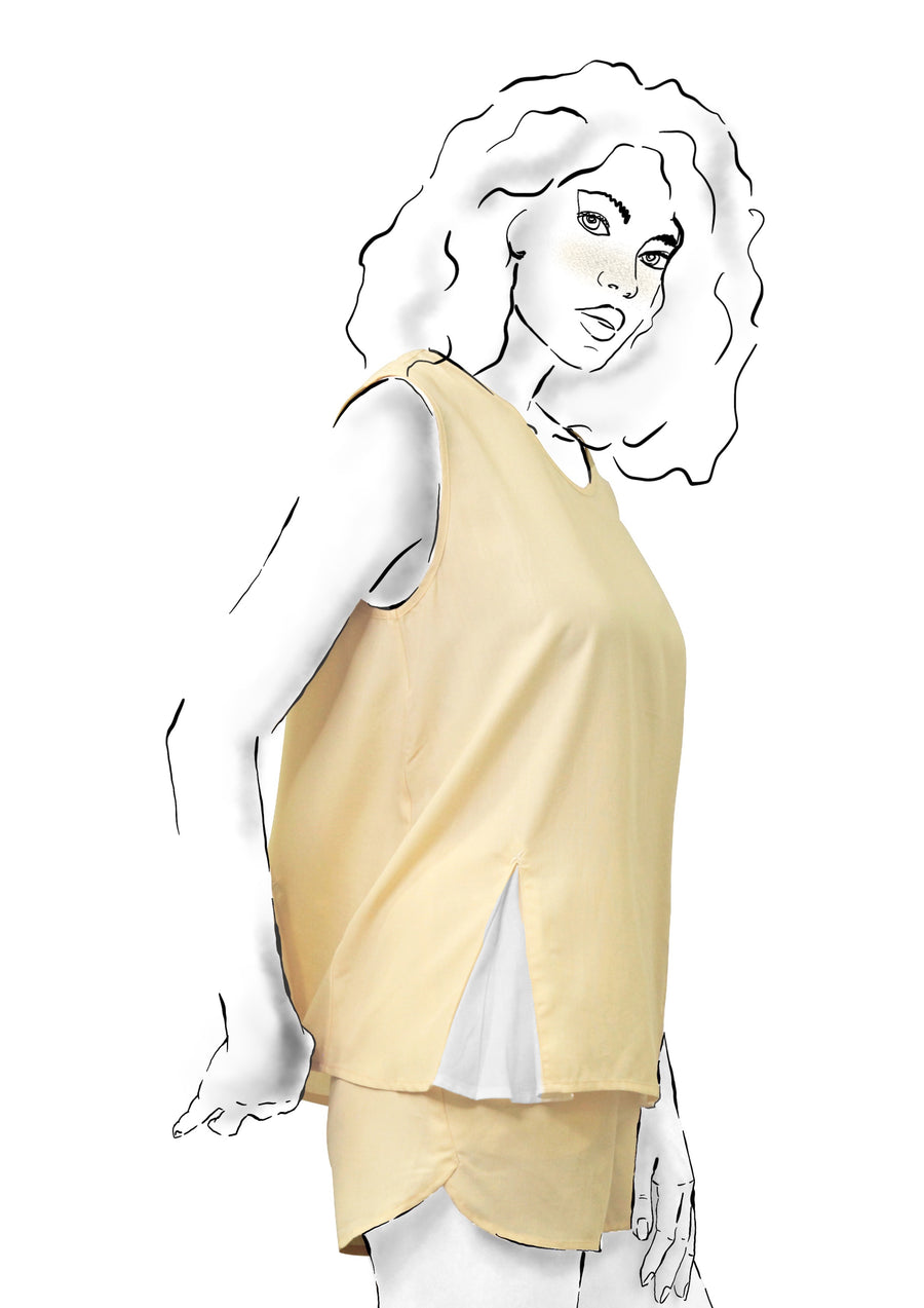 SLEEVELESS TENCEL LINEN TOP