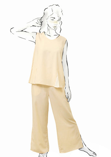 SIDE SPLIT WIDE LEG TENCEL LINEN PANTS